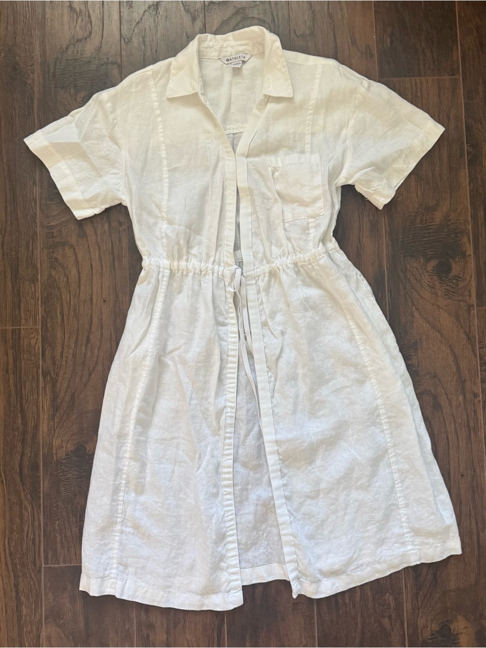 Athleta Size 4 White Playa Wrap Dress  100% Linen